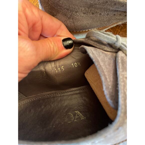 Prada suede Brogues Oxford lace up shoes gray size 10.5 - Picture 7 of 10